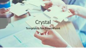  Presentation with jigsaw - Cool new PPT layouts with businesspeople holding jigsaw puzzle backdrop and a soft green colored foreground