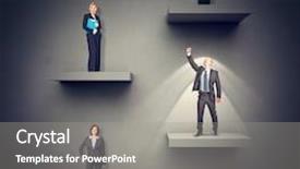  Presentation with level up to success - Presentation having businesspeople on different level 3d background and a gray colored foreground