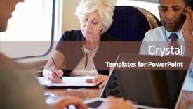  Presentation with train - Theme having first class - businesspeople on train using digital background and a tawny brown colored foreground
