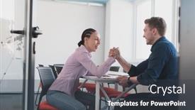  Presentation with people - Presentation theme with businesspeople-rivalry-and-people-concept background and a tawny brown colored foreground