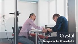  Presentation with wrestling - Presentation design with businesspeople-rivalry-and-people-concept background and a tawny brown colored foreground