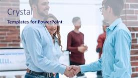  Presentation with shaking hands - Slide set featuring businesspeople-shaking-hands-before-meeting background and a sky blue colored foreground