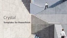  Presentation with stairs - PPT theme enhanced with businesspeople-sitting-on-the-concrete background and a lemonade colored foreground