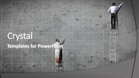  Presentation with climbing - Beautiful PPT layouts featuring businesspeople standing on ladder drawing backdrop and a gray colored foreground