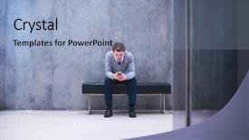  Presentation with smart - Beautiful slides featuring businesspeople talkin telephone - young businessman using smart phone backdrop and a light blue colored foreground