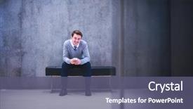  Presentation with retail smart phone shopping - PPT layouts with businesspeople talkin telephone - young businessman using smart phone background and a ocean colored foreground