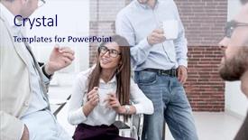  Presentation with solving - Theme featuring businesspeople unhappy - business team is considering solving background and a sky blue colored foreground