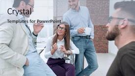  Presentation with solving - Presentation theme with businesspeople unhappy - business team is considering solving background and a light blue colored foreground