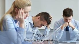  Presentation with problem solving - Amazing slide deck having businesspeople unhappy - business teamwork people and crisis backdrop and a light blue colored foreground