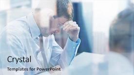  Presentation with problem solving - PPT theme featuring businesspeople unhappy - business teamwork people and crisis background and a light blue colored foreground