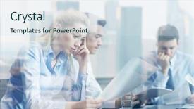  Presentation with problem solving - Cool new presentation with businesspeople unhappy - business teamwork people and crisis backdrop and a sky blue colored foreground