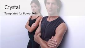  Presentation with catholic couple silhouette of young - Colorful theme enhanced with businesspeople unhappy - serious young couple standing near backdrop and a  colored foreground