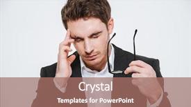  Presentation with tired - Presentation theme consisting of businesspeople unhappy - tired business man rubbing his background and a coral colored foreground