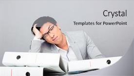  Presentation with table napkin folding - PPT layouts having businesspeople unhappy - tired young asian businessman background and a light gray colored foreground