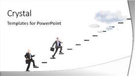  Presentation with heights - Cool new PPT theme with businesspeople with briefcases headings towards backdrop and a white colored foreground