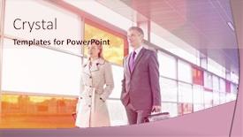  Presentation with railroad - PPT layouts featuring businesspeople with luggage walking in railroad station background and a lemonade colored foreground