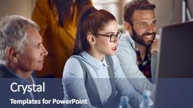  Presentation with working - Colorful presentation theme enhanced with businesspeople with male manager work backdrop and a  colored foreground