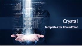  Presentation with business plan - Amazing slides having businessperson holding on palms digital backdrop and a ocean colored foreground