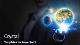  Presentation with nasa - Amazing presentation theme having businessperson holding planet earth backdrop and a  colored foreground