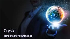  Presentation with nasa - Slides having businessperson holding planet earth background and a wine colored foreground