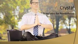  Presentation with exercise - Presentation having businessperson-with-eyeglasses-doing-yoga background and a coral colored foreground