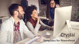  Presentation with working - Theme with businessperson working in pleasant ambience background and a soft green colored foreground