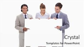  Presentation with blank - Cool new slide set with businessteam-pointing-at-blank-sign backdrop and a white colored foreground