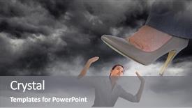  Presentation with sea weather - Audience pleasing theme consisting of businesswoman about to step on banana peel against stormy weather by the sea backdrop and a gray colored foreground