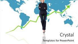  Presentation with 3d men world map - Cool new slides with businesswoman against a world map backdrop and a  colored foreground