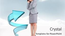  Presentation with white pigeon against the blue - PPT theme having businesswoman against blue spiral arrow background and a white colored foreground