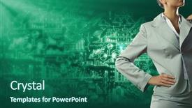  Presentation with strategy - Slide deck having businesswoman against sketch background new idea and strategy background and a ocean colored foreground