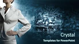  Presentation with strategy - Presentation theme enhanced with businesswoman against sketch background new idea and strategy background and a navy blue colored foreground