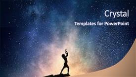  Presentation with dark blue sky stars - Colorful theme enhanced with businesswoman against starry sky mixed backdrop and a navy blue colored foreground