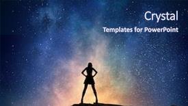  Presentation with dark blue sky stars - PPT layouts featuring businesswoman against starry sky mixed background and a ocean colored foreground