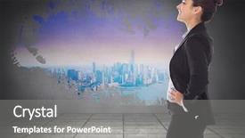  Presentation with sky - Presentation theme consisting of businesswoman against stormy sky beyond background and a  colored foreground