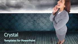  Presentation with sky - Cool new theme with businesswoman against stormy sky beyond backdrop and a  colored foreground