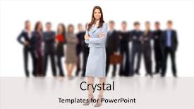  Presentation with woman leader - PPT theme having businesswoman and his team background and a  colored foreground