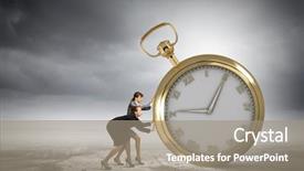  Presentation with vintage antique pocket watch vintage - PPT layouts with businesswoman and pocket watch time background and a gray colored foreground