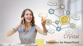  Presentation with white - PPT layouts enhanced with businesswoman-and-sketch-drawn-against background and a lemonade colored foreground