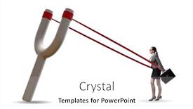  Presentation with career development print images - Presentation theme having businesswoman-being-launched-from-slingshot background and a white colored foreground