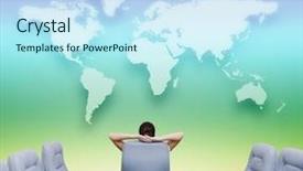  Presentation with conference - Colorful PPT theme enhanced with businesswoman boss in conference room backdrop and a cool aqua colored foreground