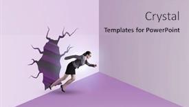  Presentation with breaking through - Presentation consisting of businesswoman-breaking-through-the-wall background and a lemonade colored foreground