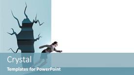  Presentation with breaking through - Slide deck with businesswoman-breaking-through-the-wall background and a teal colored foreground