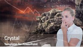  Presentation with rocks - Colorful presentation theme enhanced with businesswoman by rocks and graph backdrop and a dark gray colored foreground