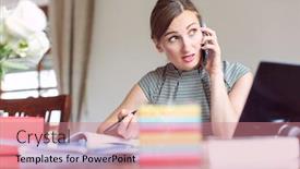  Presentation with lockdown - Presentation design featuring businesswoman-cannot-tolerate-working background and a coral colored foreground