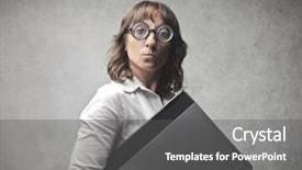  Presentation with laptop - Audience pleasing theme consisting of obligation - businesswoman carrying a laptop backdrop and a dark gray colored foreground