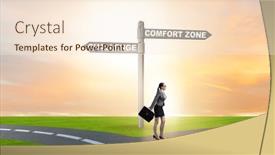  Presentation with zone - Slides featuring businesswoman-choosing-between-leaving-comfort background and a cream colored foreground