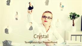  Presentation with doing the right thing - PPT theme having businesswoman choosing the right worker background and a cream colored foreground