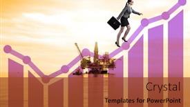  Presentation with climbing - Colorful slide deck enhanced with businesswoman-climbing-bar-charts backdrop and a red colored foreground