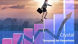  Presentation with climbing - Beautiful slides featuring businesswoman-climbing-bar-charts backdrop and a cobalt blue colored foreground